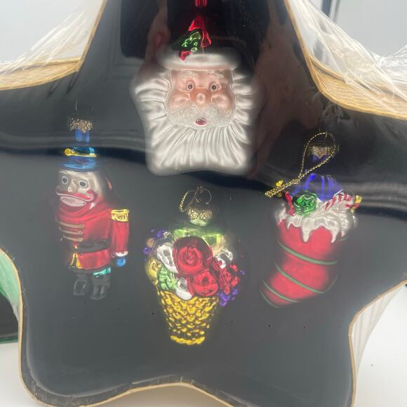 Lubeck Two Sets Hand Painted Blown Glass Christmas Ornaments Keepsake Boxes - Picture 4 of 8